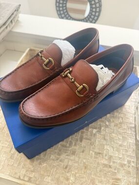 Vince Camuto Chestnut Brown Leather Bit Loafers